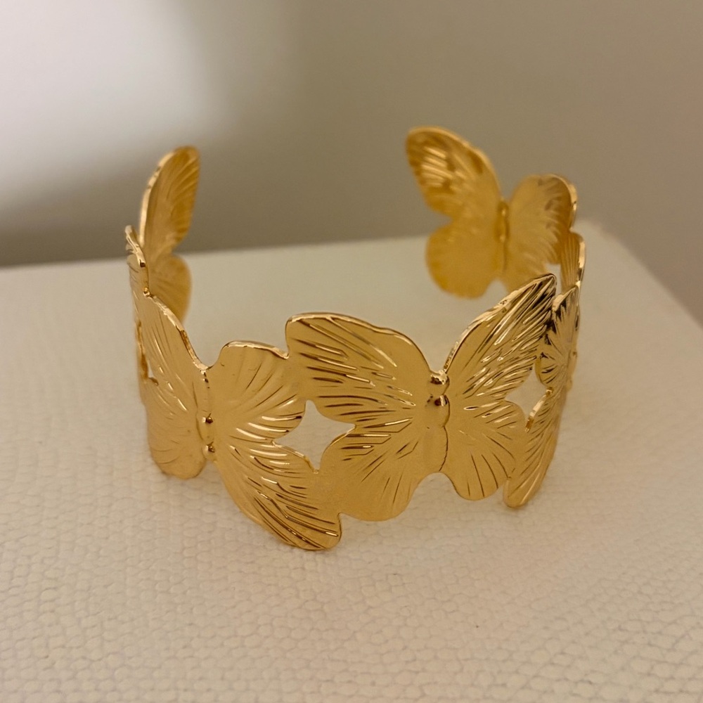 Gold Plated Butterfly Cuff Bracelet